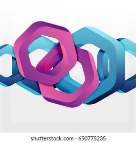 Overlapping hexagons vector design background