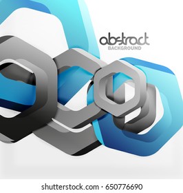 Overlapping hexagons vector design background