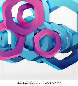 Overlapping hexagons vector design background