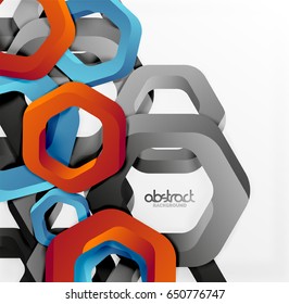 Overlapping hexagons vector design background