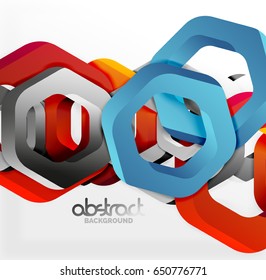 Overlapping hexagons vector design background