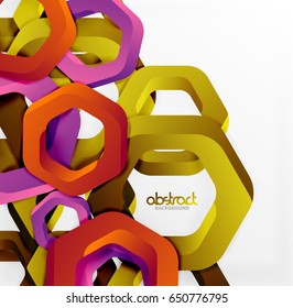 Overlapping hexagons vector design background