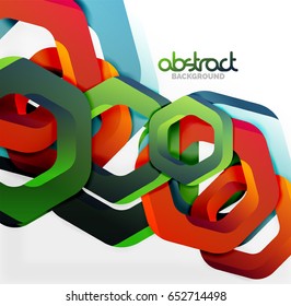 Overlapping hexagons vector design background