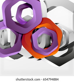 Overlapping hexagons vector design background