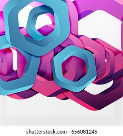 Overlapping hexagons vector design background