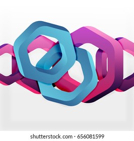 Overlapping hexagons vector design background