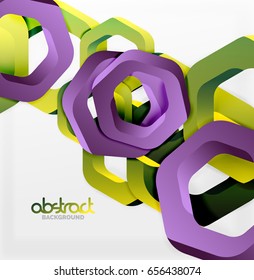 Overlapping hexagons vector design background