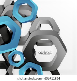 Overlapping hexagons vector design background