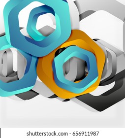 Overlapping hexagons vector design background