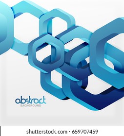 Overlapping hexagons vector design background