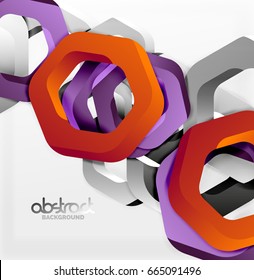 Overlapping hexagons vector design background