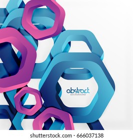 Overlapping hexagons vector design background