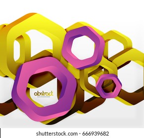 Overlapping hexagons vector design background