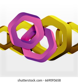 Overlapping hexagons vector design background