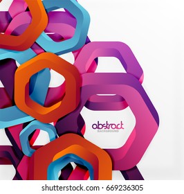 Overlapping hexagons vector design background