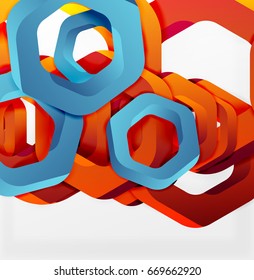 Overlapping hexagons vector design background