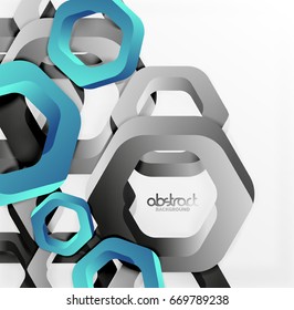 Overlapping hexagons vector design background