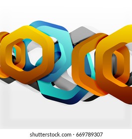 Overlapping hexagons vector design background