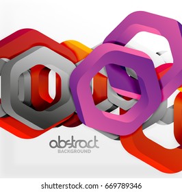 Overlapping hexagons vector design background