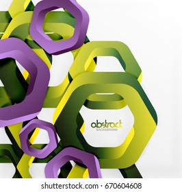 Overlapping hexagons vector design background