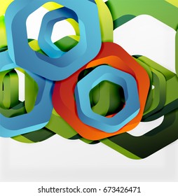 Overlapping hexagons vector design background