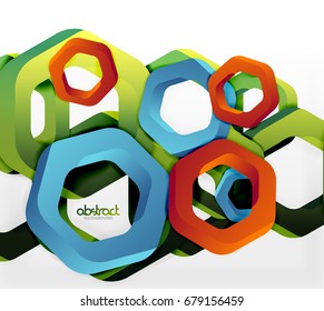 Overlapping hexagons vector design background