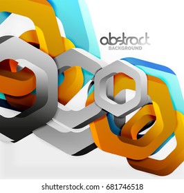 Overlapping hexagons vector design background