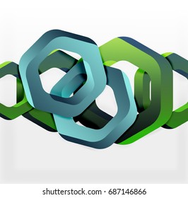 Overlapping hexagons vector design background