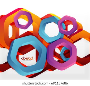 Overlapping hexagons vector design background
