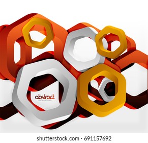 Overlapping hexagons vector design background