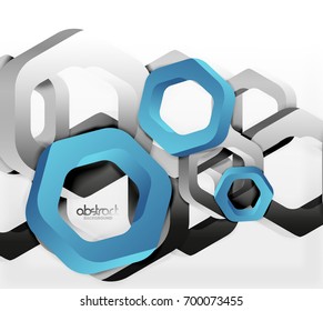 Overlapping hexagons vector design background
