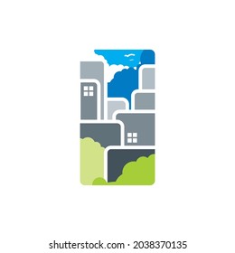 overlapping houses. Visual identity for rental. Background