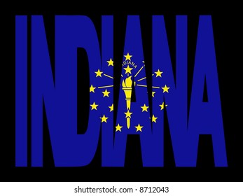 overlapping Indiana text with their flag illustration