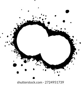 Gotas de tinta superpuestas que se fusionan en una forma con un espacio central circular que queda hueco.