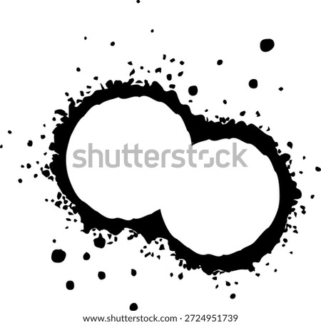 Overlapping ink droplets merging into one form with a circular center space left hollow.