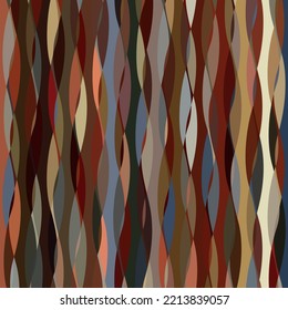 Overlapping, interlocking colorful curvy elements, creating modern, interwoven ribbons based pattern