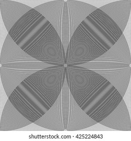 Overlapping, intersecting circles. Moire effect. Monochrome vector.