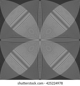 Overlapping, intersecting circles. Moire effect. Monochrome vector.