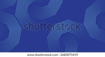 Overlapping, layered heptagons made of thin, glowing blue gradient lines. The parallel lines create a sense of depth and technological movement.