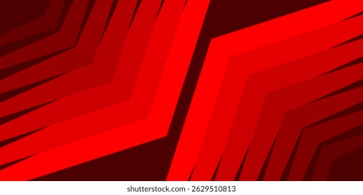 Sobreposição de camadas do plano de fundo abstrato da seta vermelha 3D no espaço escuro.