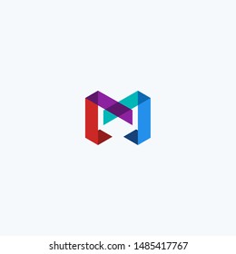 overlapping letter M full colour logo design tamplate download