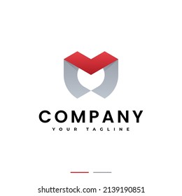 overlapping letter M logo gradient simple
