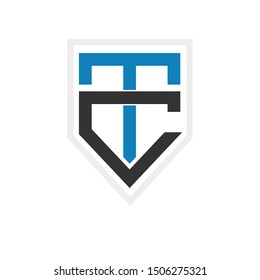 overlapping letter T and C logo designs