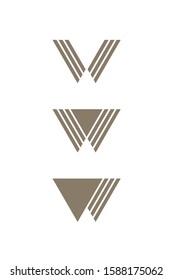 Overlapping letter W icons on white background. Abstract logo designs.