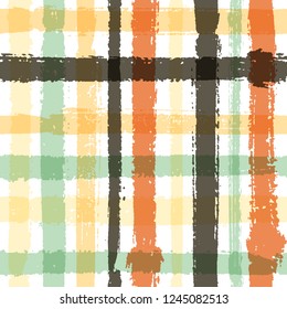 Overlapping lines chequered pattern seamless stripes backdrop. Retro striped fabric print textile design. Vector intersecting lines blanket pattern. Watercolor simple crossed stripes grid.