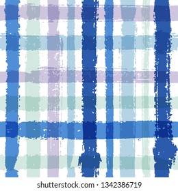 Overlapping lines chequered pattern seamless stripes wallpaper. Boho striped fabric print textile design. Vector intersecting lines kilt pattern. Ink texture tartan crossed stripes grid.