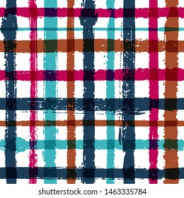 Overlapping lines chequered pattern seamless stripes background. Boho striped fabric print textile design. Vector intersecting lines blanket pattern. Abstract simple crossed stripes graphics.