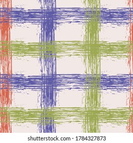 Overlapping lines chequered pattern seamless stripes backdrop. Hipster striped fabric print textile design. Vector intersecting lines blanket pattern. watercolor check ; vector, seamless  plaid.