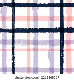 Overlapping lines chequered pattern seamless stripes background. Ethnic striped fabric print textile design. Vector intersecting lines blanket pattern. Structured rustic crossed stripes grid.
