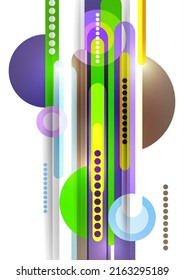 Overlapping lines, circle rectangles primitive composition. Vector geometric minimal abstract background for wallpaper, banner, background, landing page.